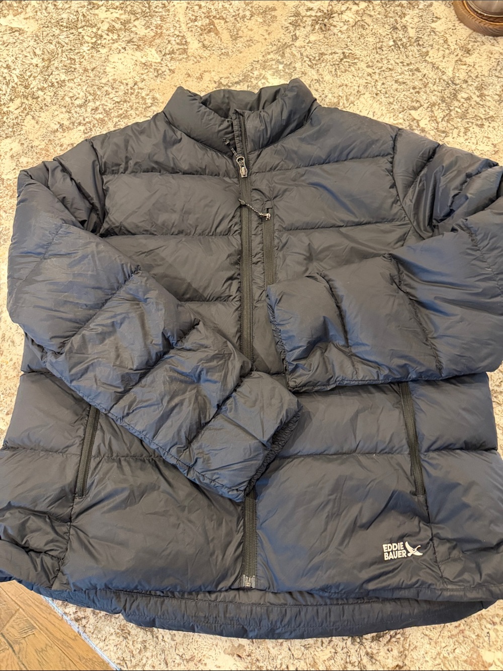 Eddie Bauer Men's Dark Blue Quilted Down Puffer Jacket